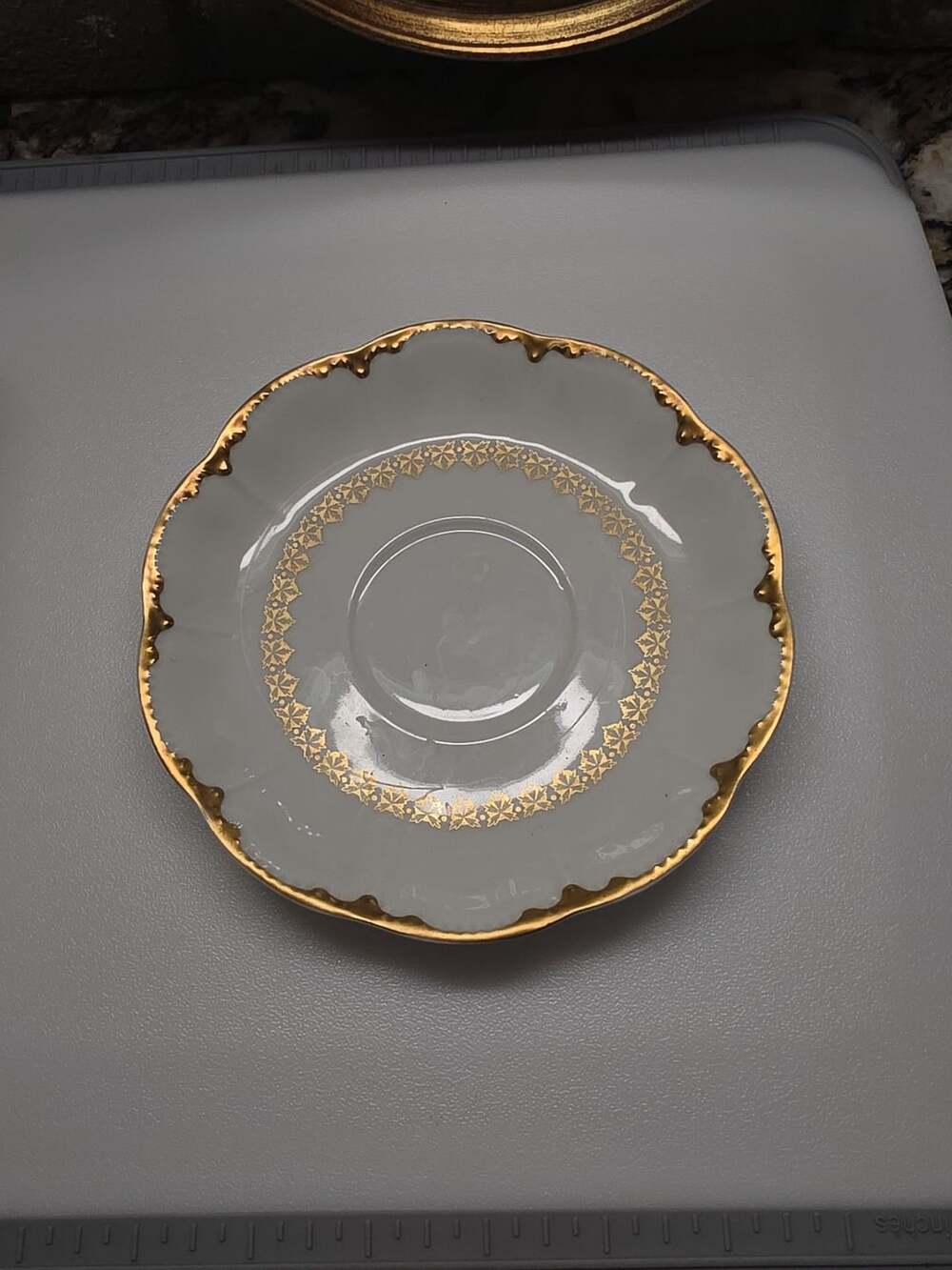 Haviland Limoges S&G Gump Co Gold Trim Floral Saucer